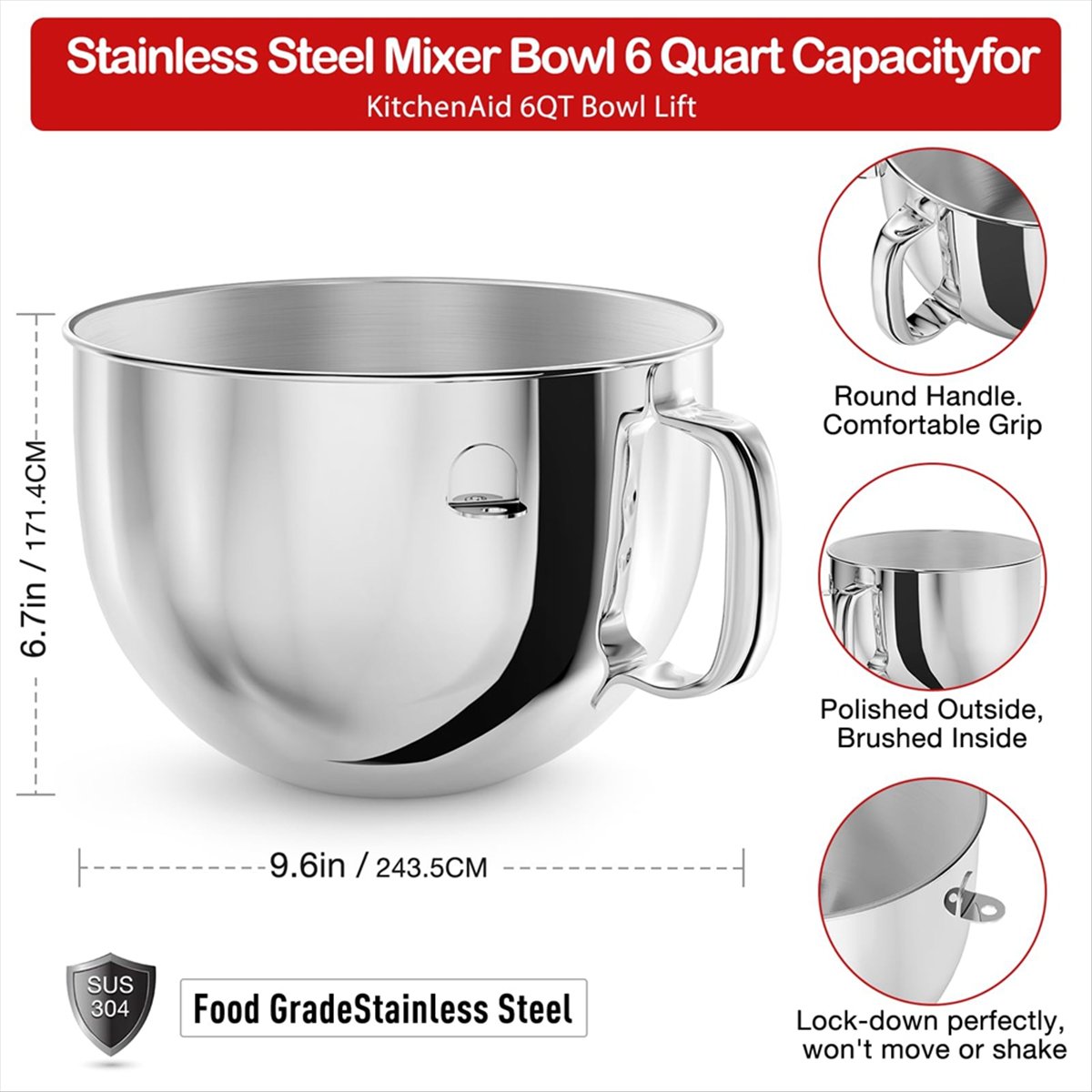 6QT Stainless Steel Mixer Bowl - огляд і ціна Stand Mixer